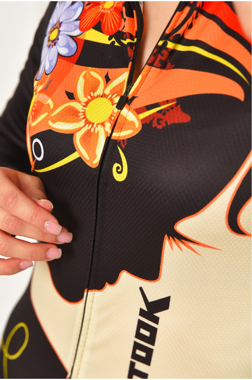 Велокостюм женский черного цвета с принтом 204488 Велокостюм женский черного цвета с принтом 204488