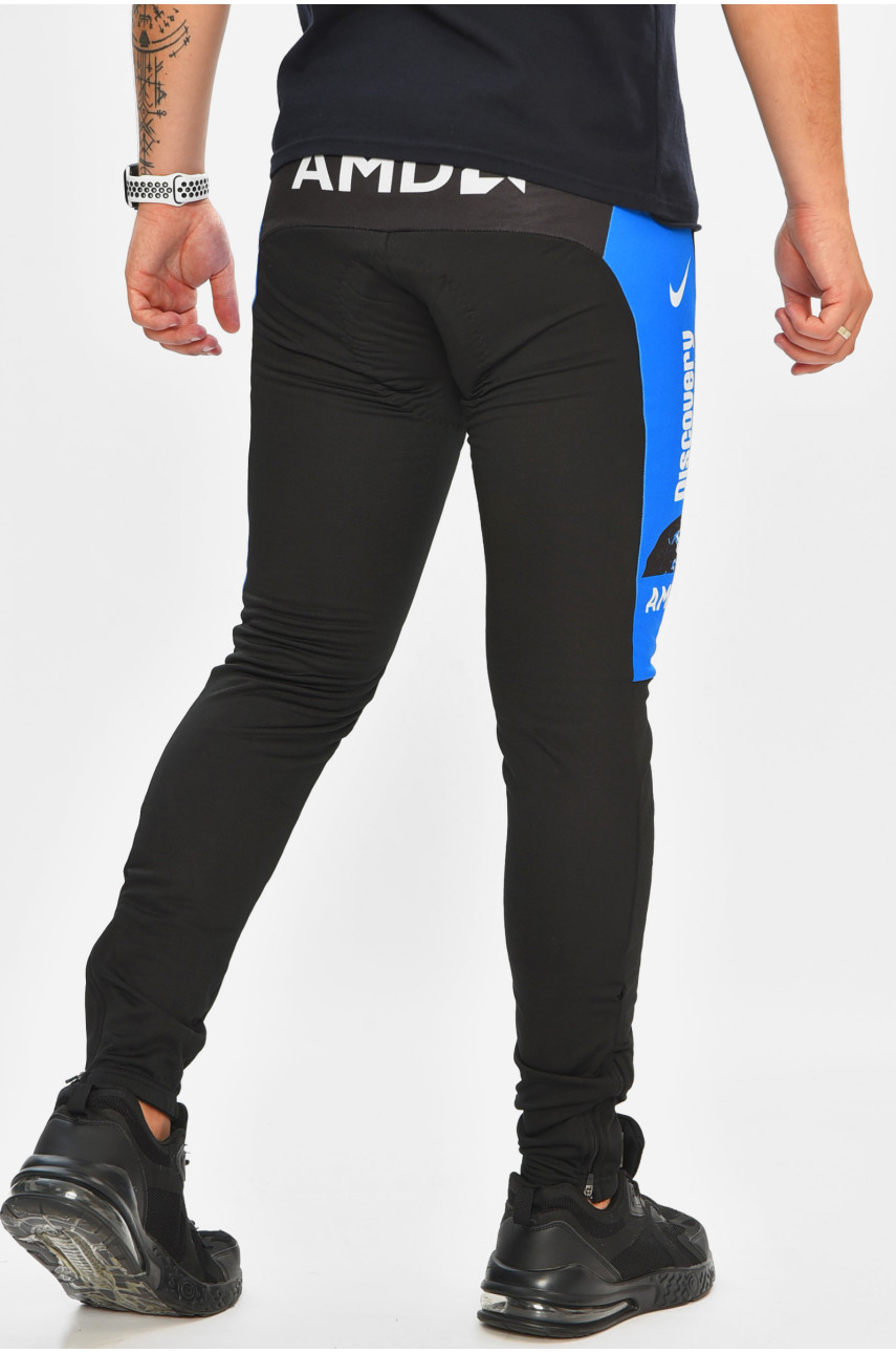 Велоштаны мужские черного цвета на флисе 204490