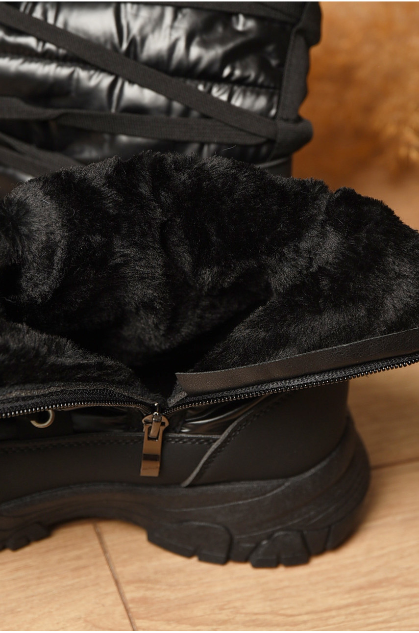 Дутики жіночі на хутрі чорного кольору К989 204520 Дутики жіночі на хутрі чорного кольору К989 204520