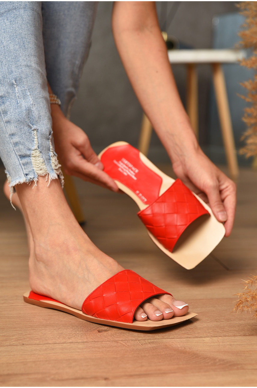 Шлепанцы женские красного цвета 305-22 204524