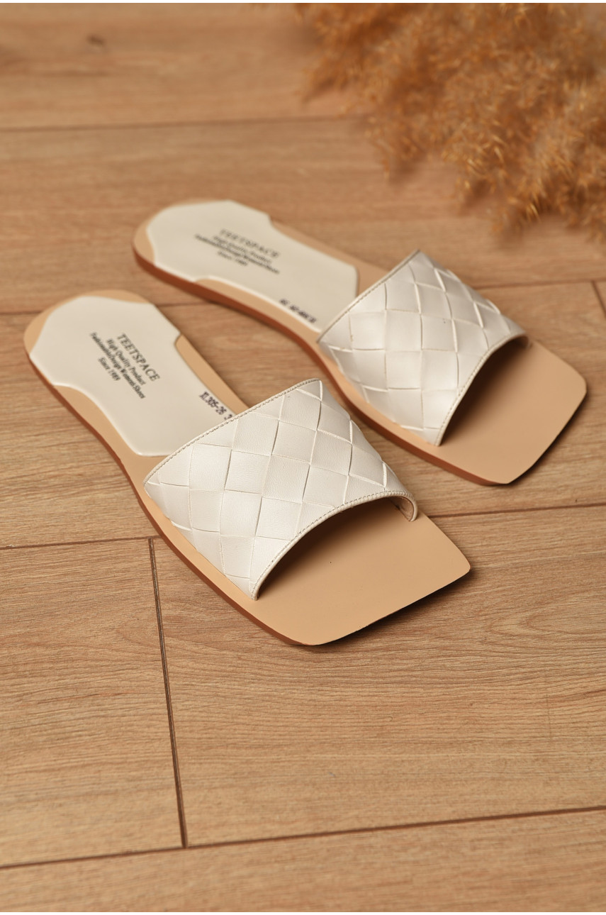 Шлепанцы женские белого цвета 305-26 204525