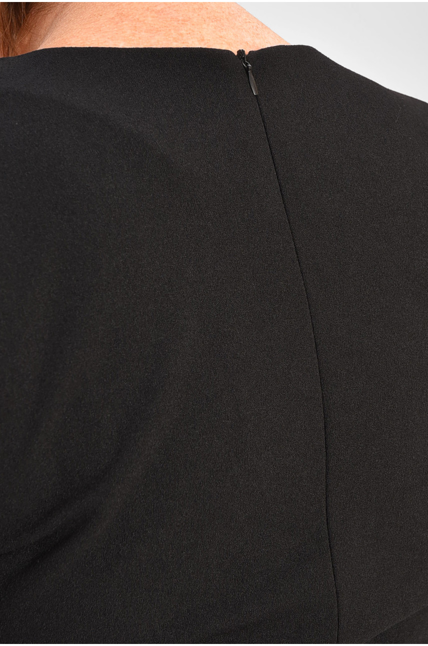 Платье женское батальное черного цвета с принтом 204532