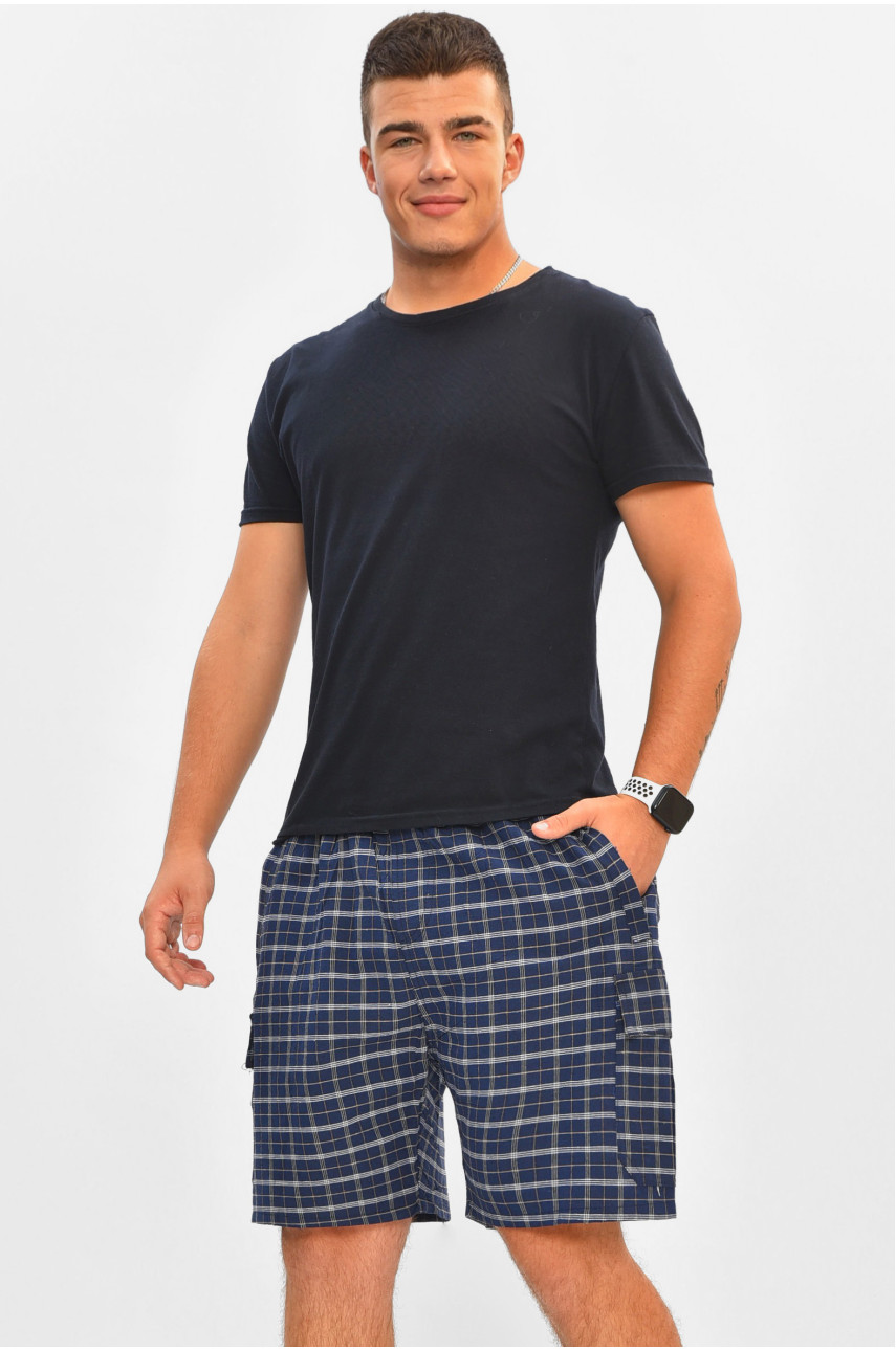 Шорти чоловічі батальні темно-синього з принтом 2113 204557