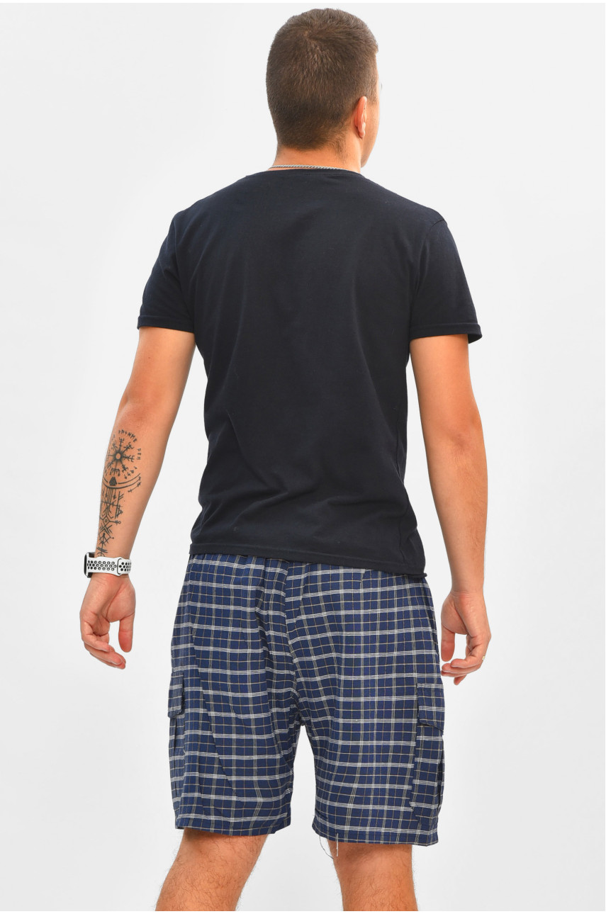 Шорты мужские батальные тёмно-синего с принтом 2113 204557