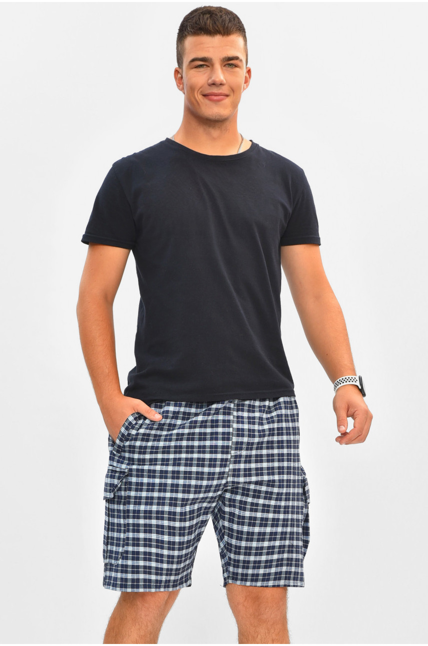 Шорти чоловічі батальні темно-синього з принтом 2113 204558