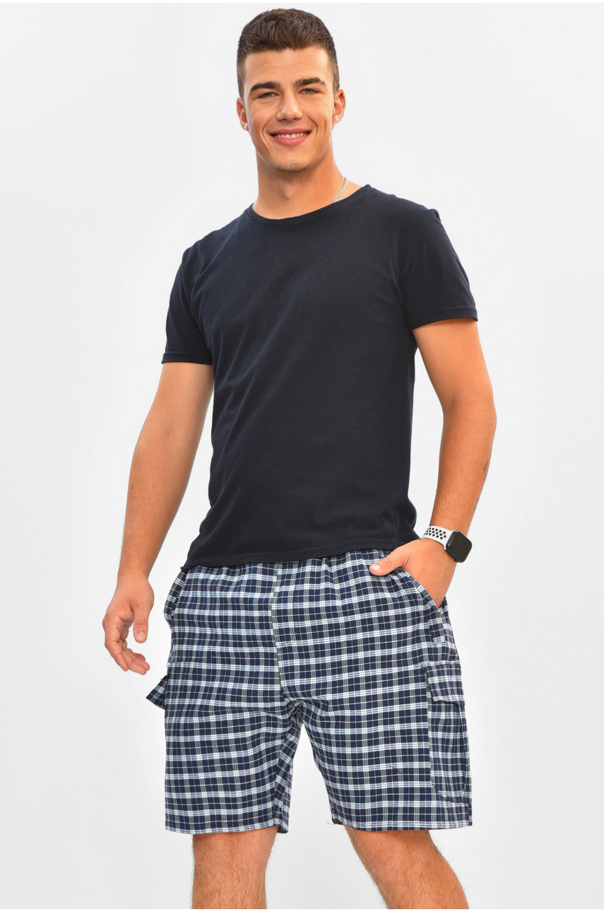 Шорти чоловічі батальні темно-синього з принтом 2113 204558