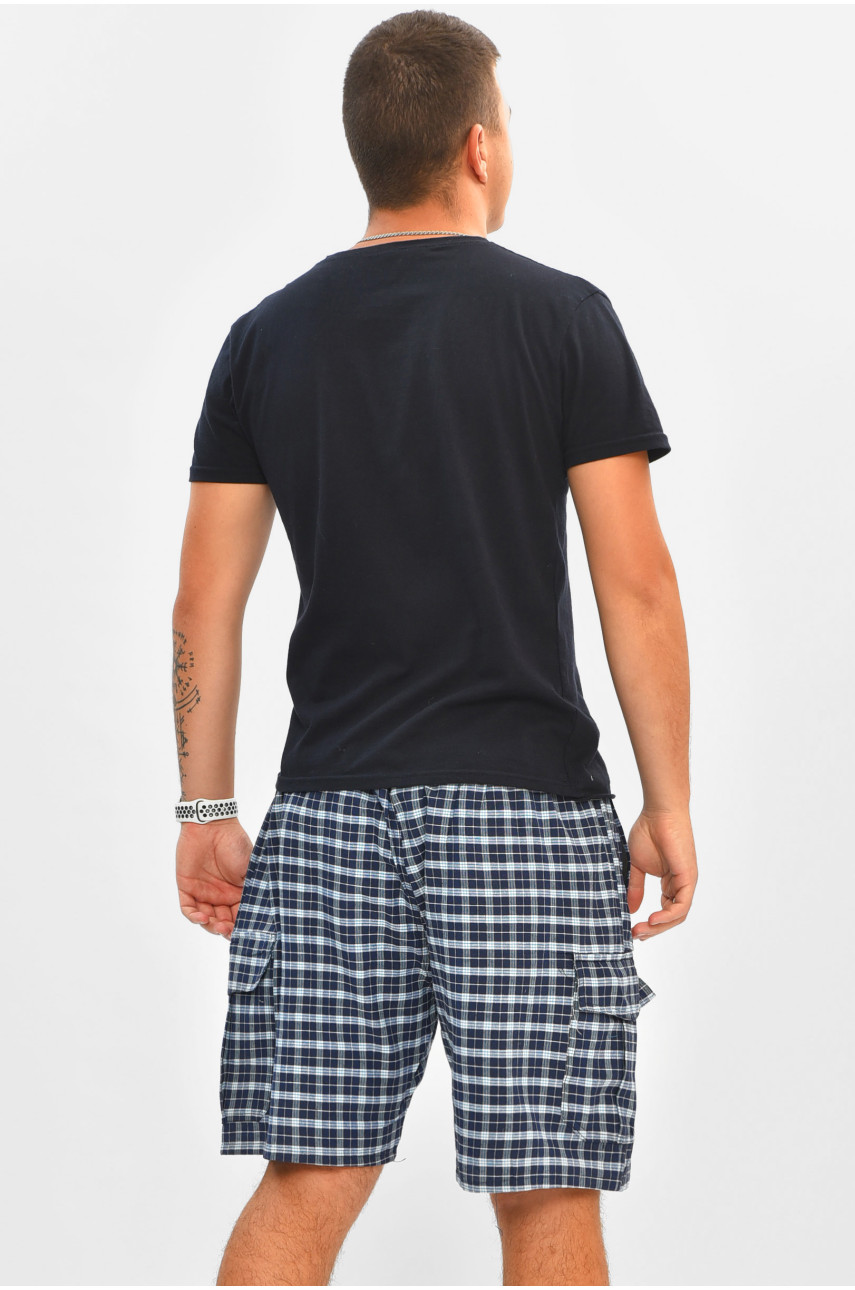 Шорты мужские батальные тёмно-синего с принтом 2113 204558