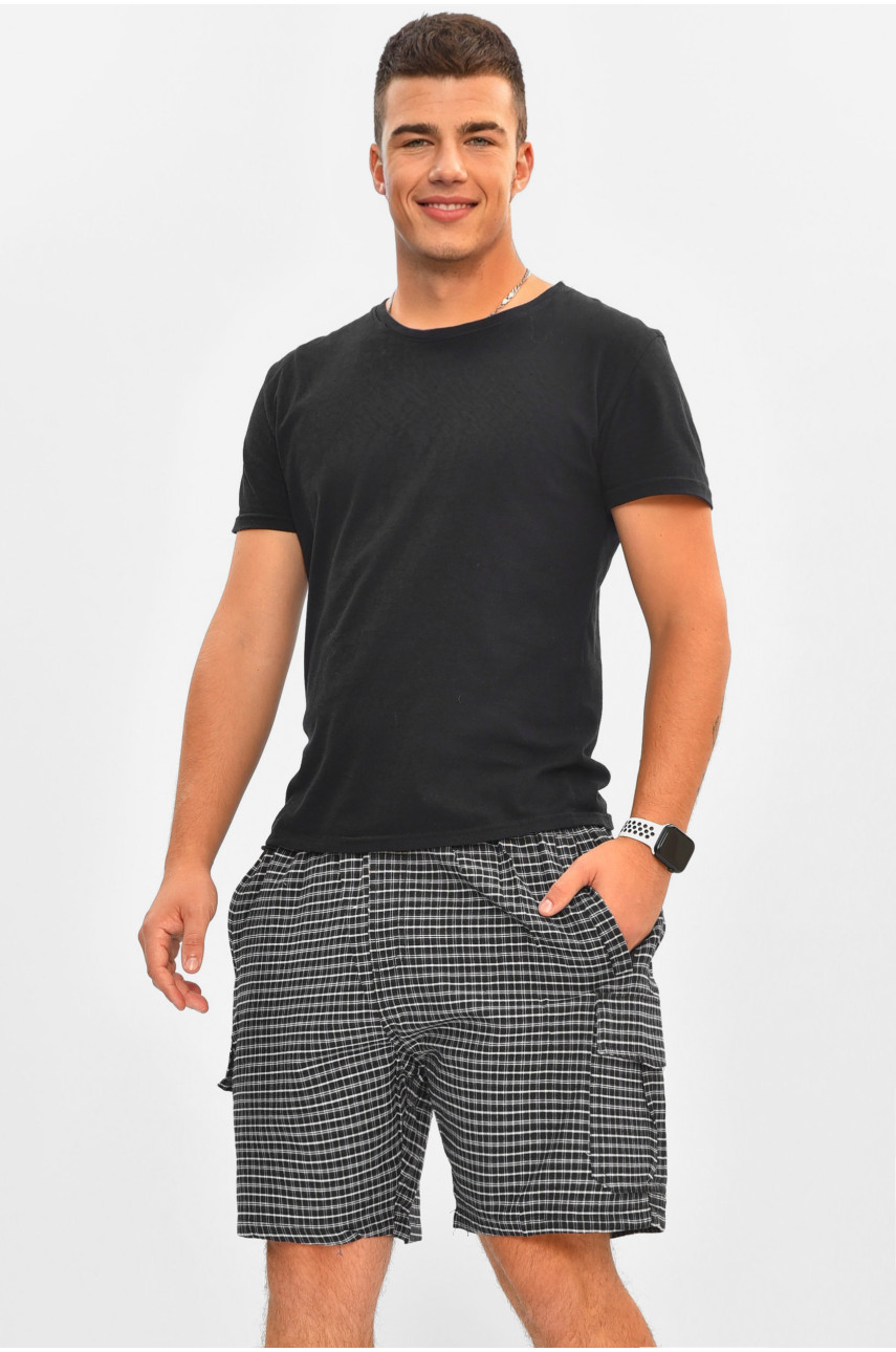 Шорти чоловічі батальні чорного кольору з принтом 2113 204559