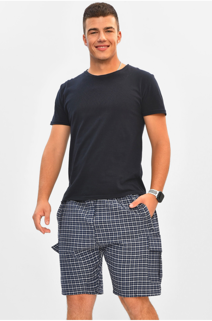 Шорти чоловічі батальні синього кольору з принтом 2113 204560