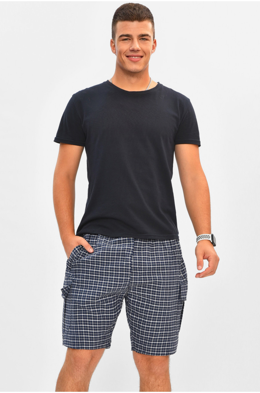 Шорти чоловічі батальні синього кольору з принтом 2113 204560