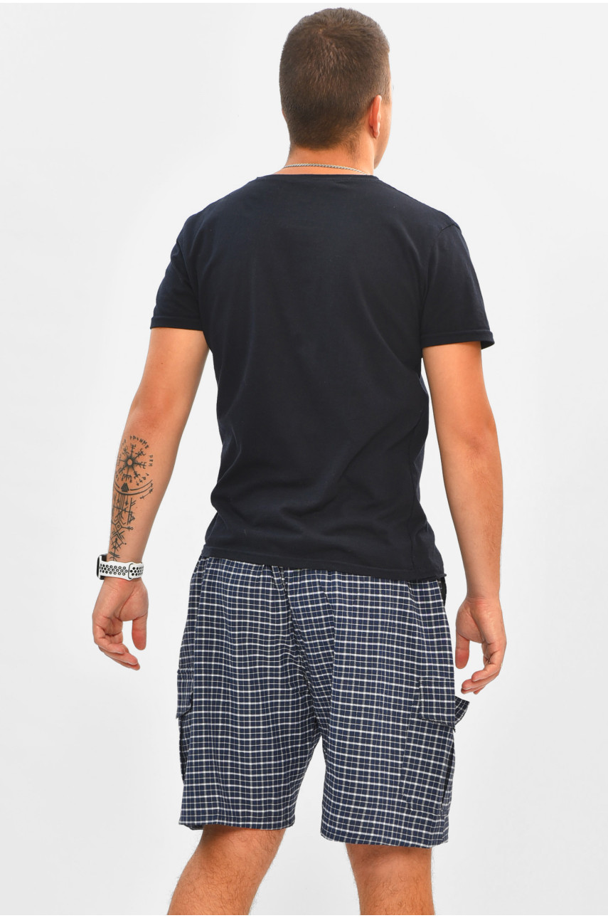 Шорты мужские батальные синего цвета с принтом 2113 204560