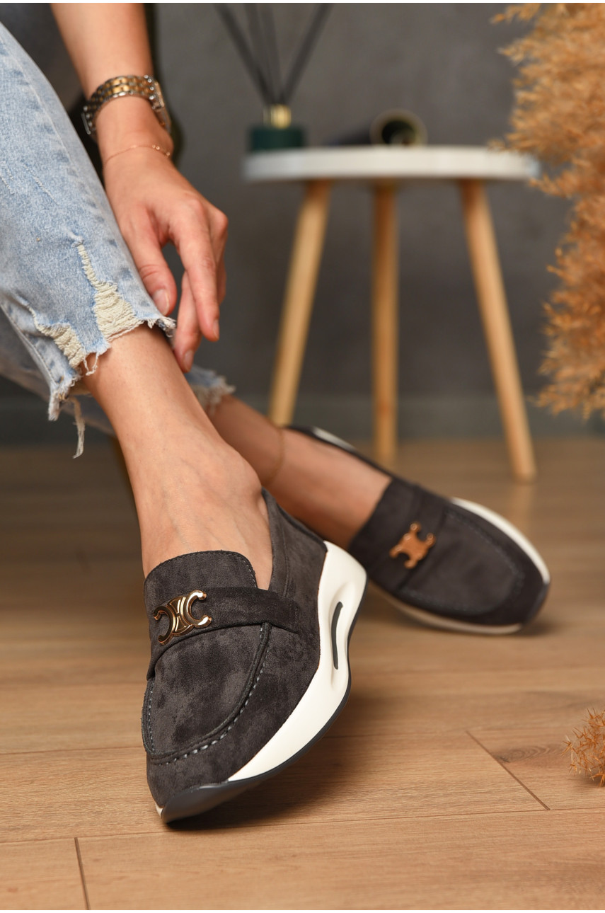 Туфлі-лофери жіночі сірого кольору Н66-3 204568