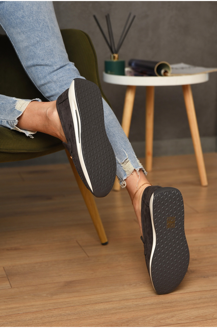 Туфлі-лофери жіночі сірого кольору Н66-3 204568