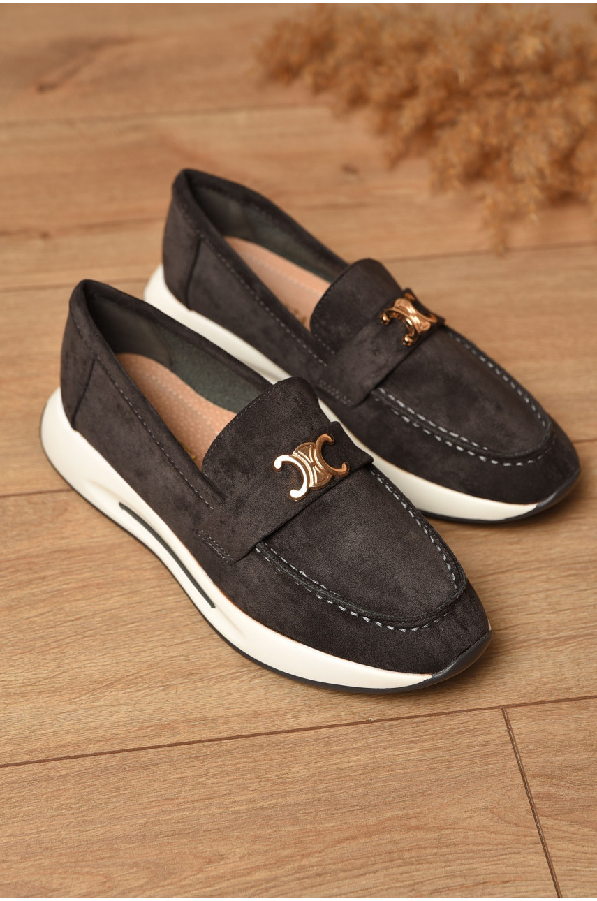 Туфлі-лофери жіночі сірого кольору Н66-3 204568