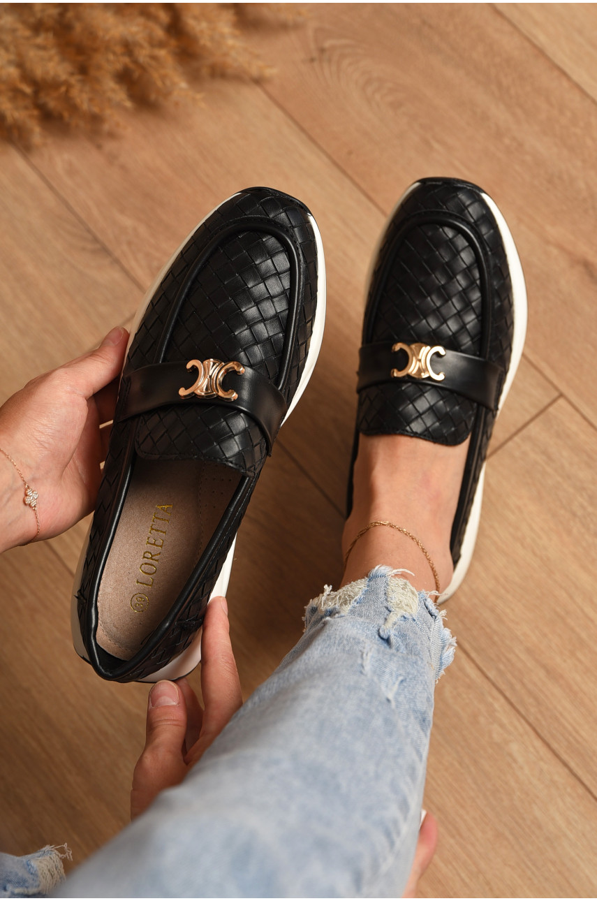 Туфлі-лофери жіночі чорного кольору Н66-8 204569