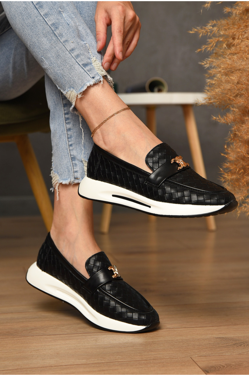 Туфлі-лофери жіночі чорного кольору Н66-8 204569