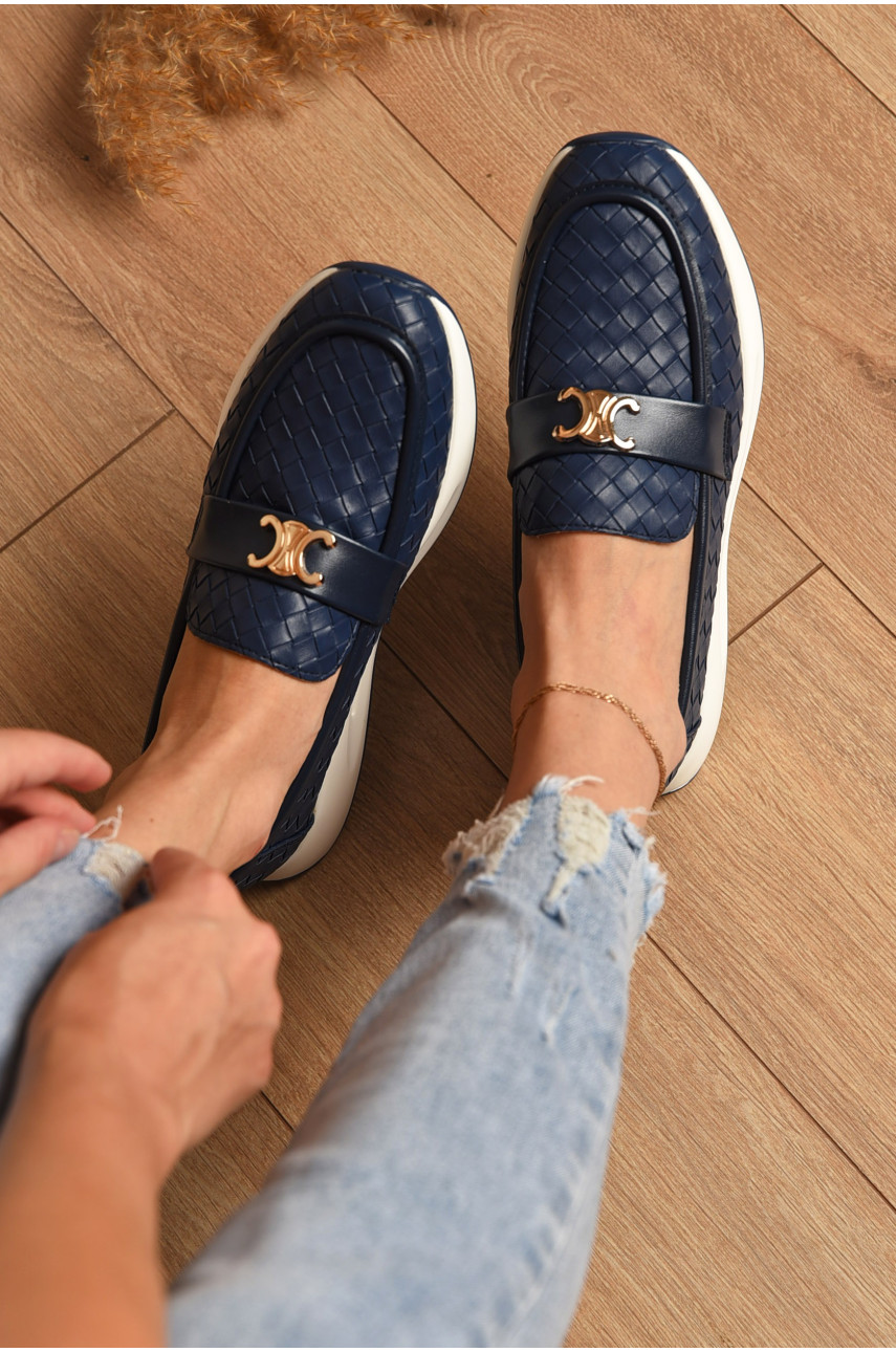 Туфлі-лофери жіночі темно-синього кольору Н66-9 204570