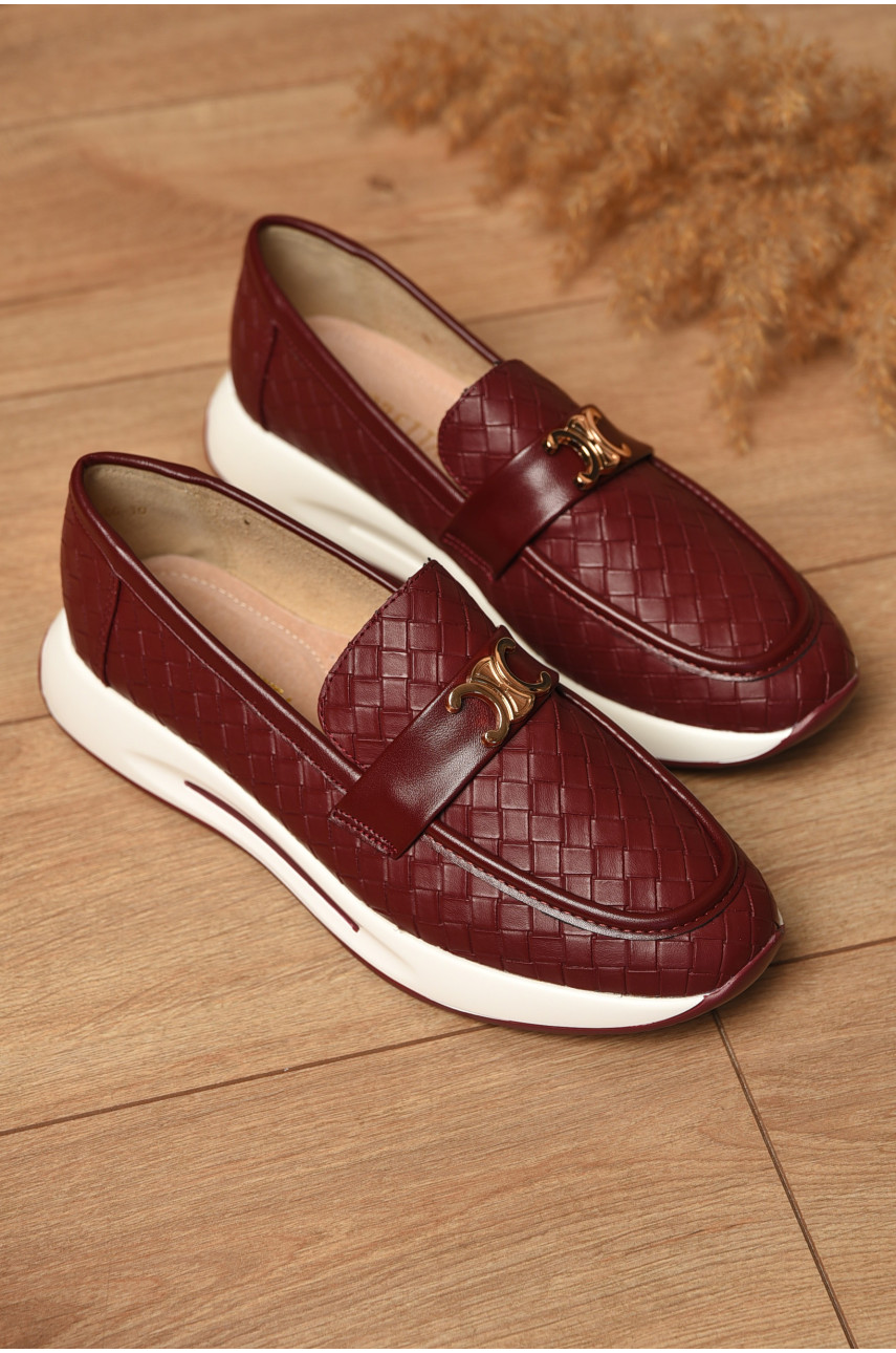 Туфлі-лофери жіночі бордового кольору Н66-10 204571