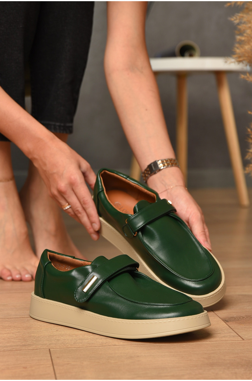 Туфлі-лофери жіночі темно-зеленого кольору Е375-7 204576