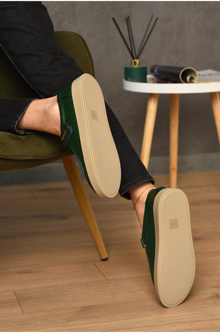 Туфлі-лофери жіночі темно-зеленого кольору Е375-7 204576