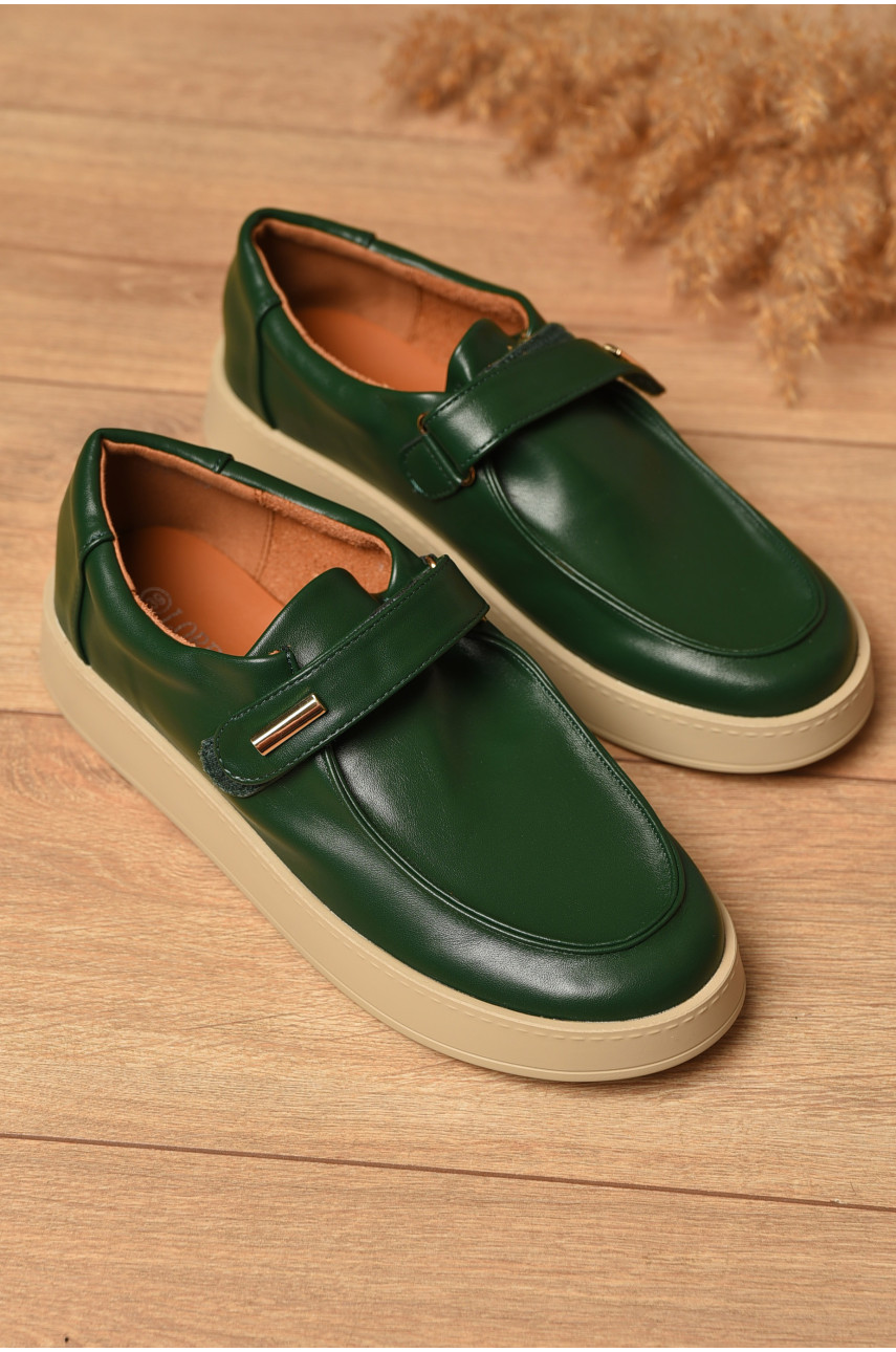 Туфлі-лофери жіночі темно-зеленого кольору Е375-7 204576