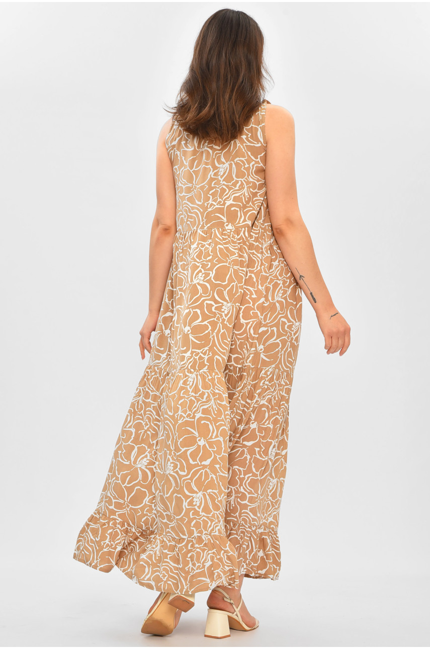 Сарафан женский бежевого цвета с принтом 2356 204593