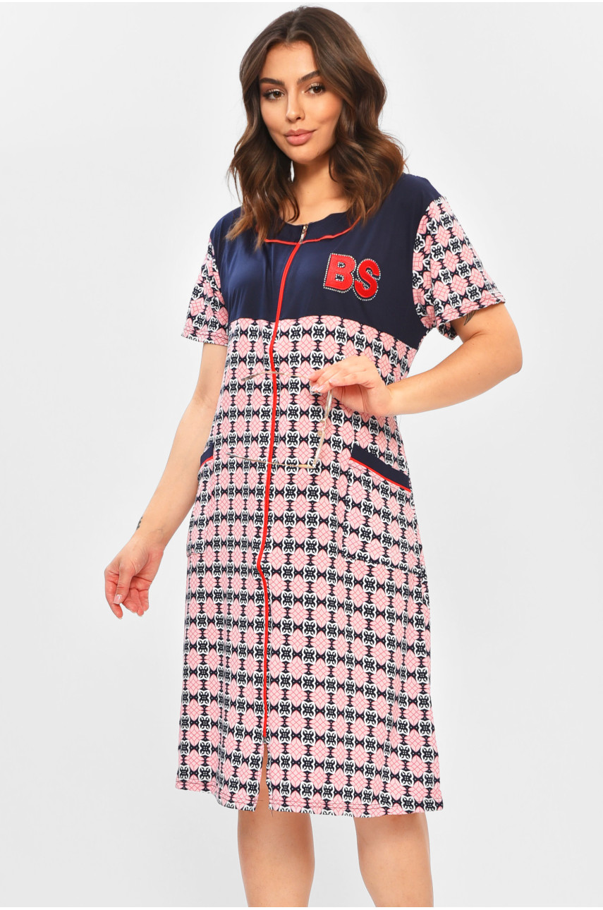 Халат женский батальный тёмно-синего цвета с принтом 1304 204595