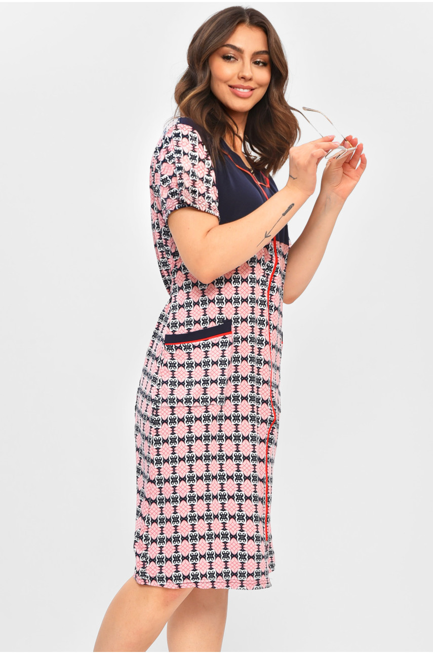 Халат женский батальный тёмно-синего цвета с принтом 1304 204595