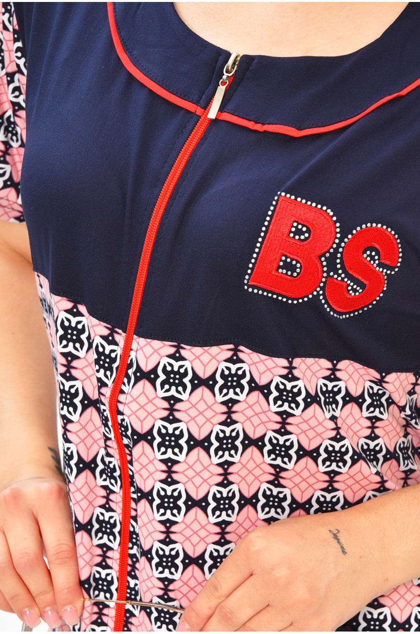 Халат женский батальный тёмно-синего цвета с принтом 1304 204595 Халат женский батальный тёмно-синего цвета с принтом 1304 204595