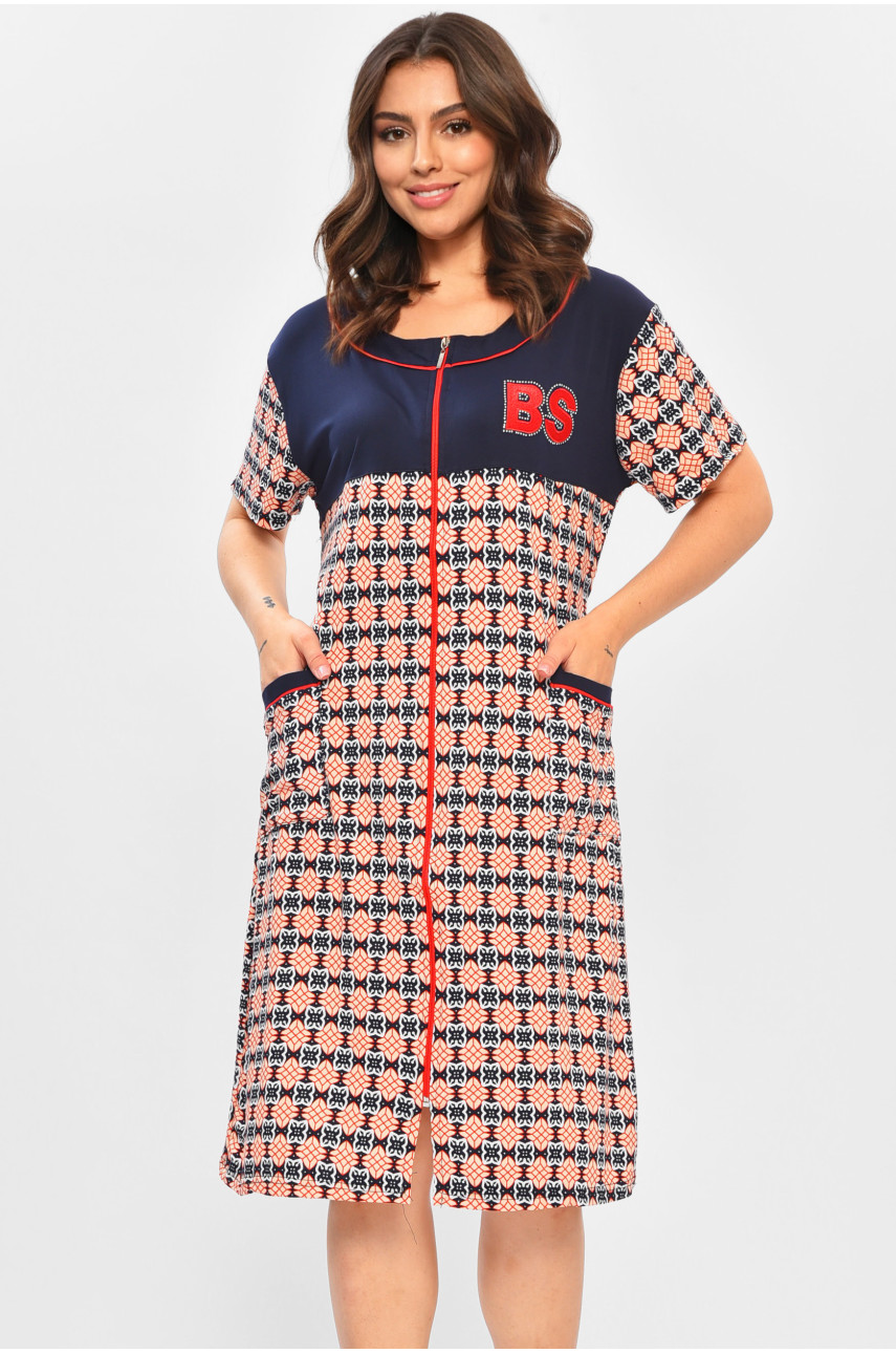 Халат женский батальный тёмно-синего цвета с принтом 1304 204596