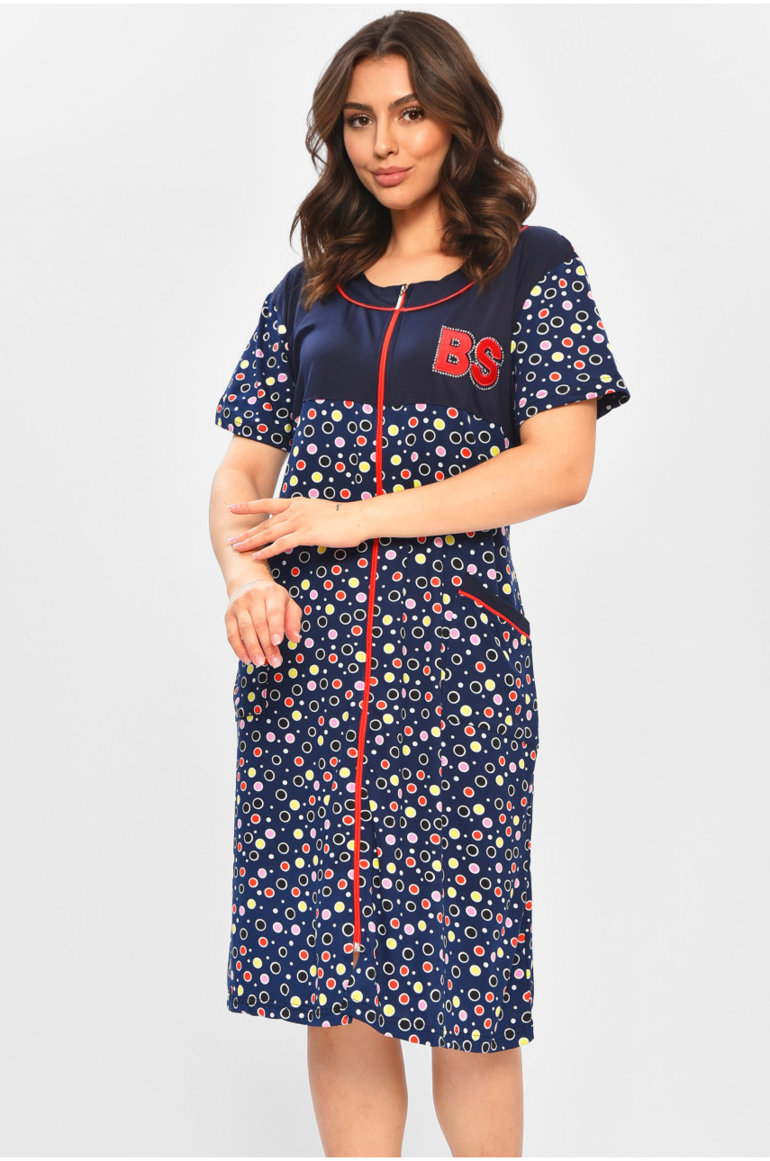 Халат женский батальный тёмно-синего цвета с принтом 1305 204597