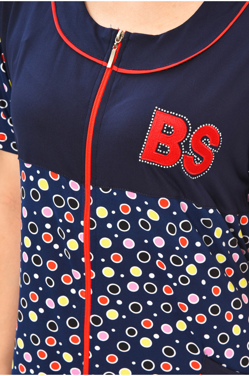 Халат женский батальный тёмно-синего цвета с принтом 1305 204597 Халат женский батальный тёмно-синего цвета с принтом 1305 204597