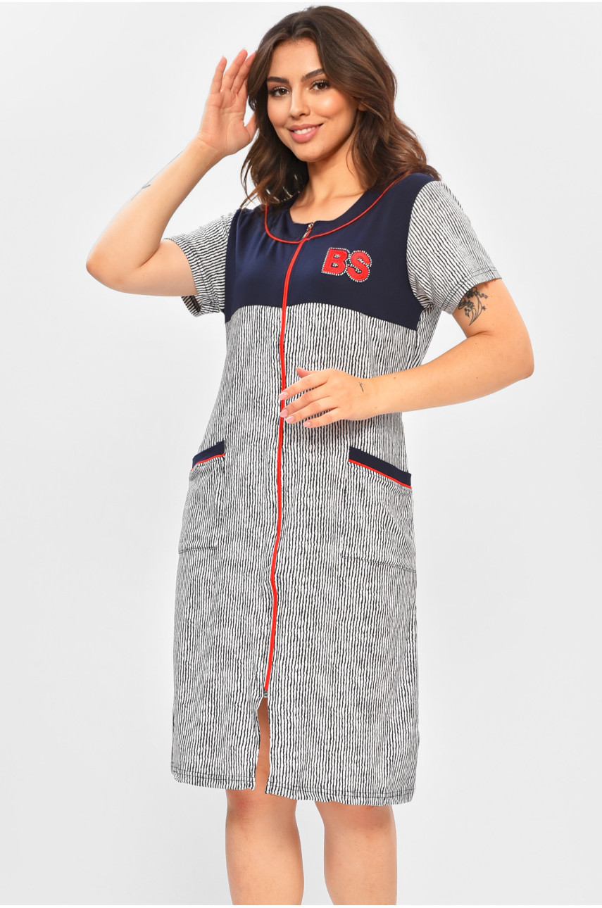 Халат женский батальный тёмно-синего цвета с принтом 3301 204601