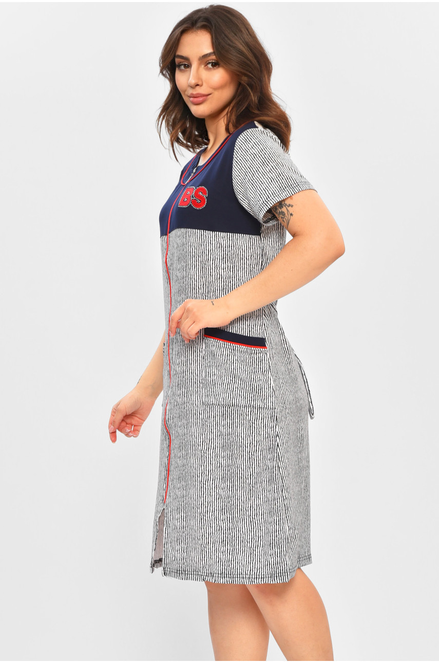 Халат женский батальный тёмно-синего цвета с принтом 3301 204601