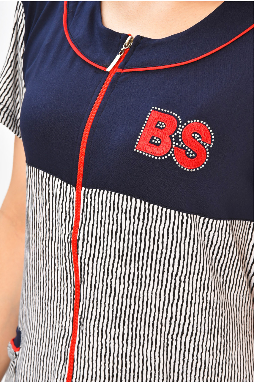 Халат женский батальный тёмно-синего цвета с принтом 3301 204601 Халат женский батальный тёмно-синего цвета с принтом 3301 204601