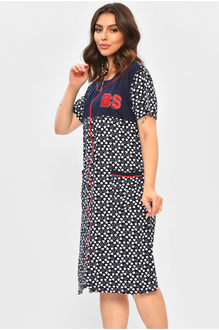 Халат женский батальный тёмно-синего цвета с принтом 1303 204602