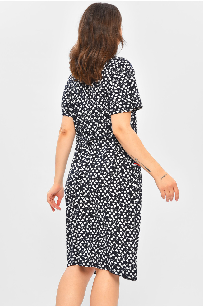 Халат женский батальный тёмно-синего цвета с принтом 1303 204602 Халат женский батальный тёмно-синего цвета с принтом 1303 204602