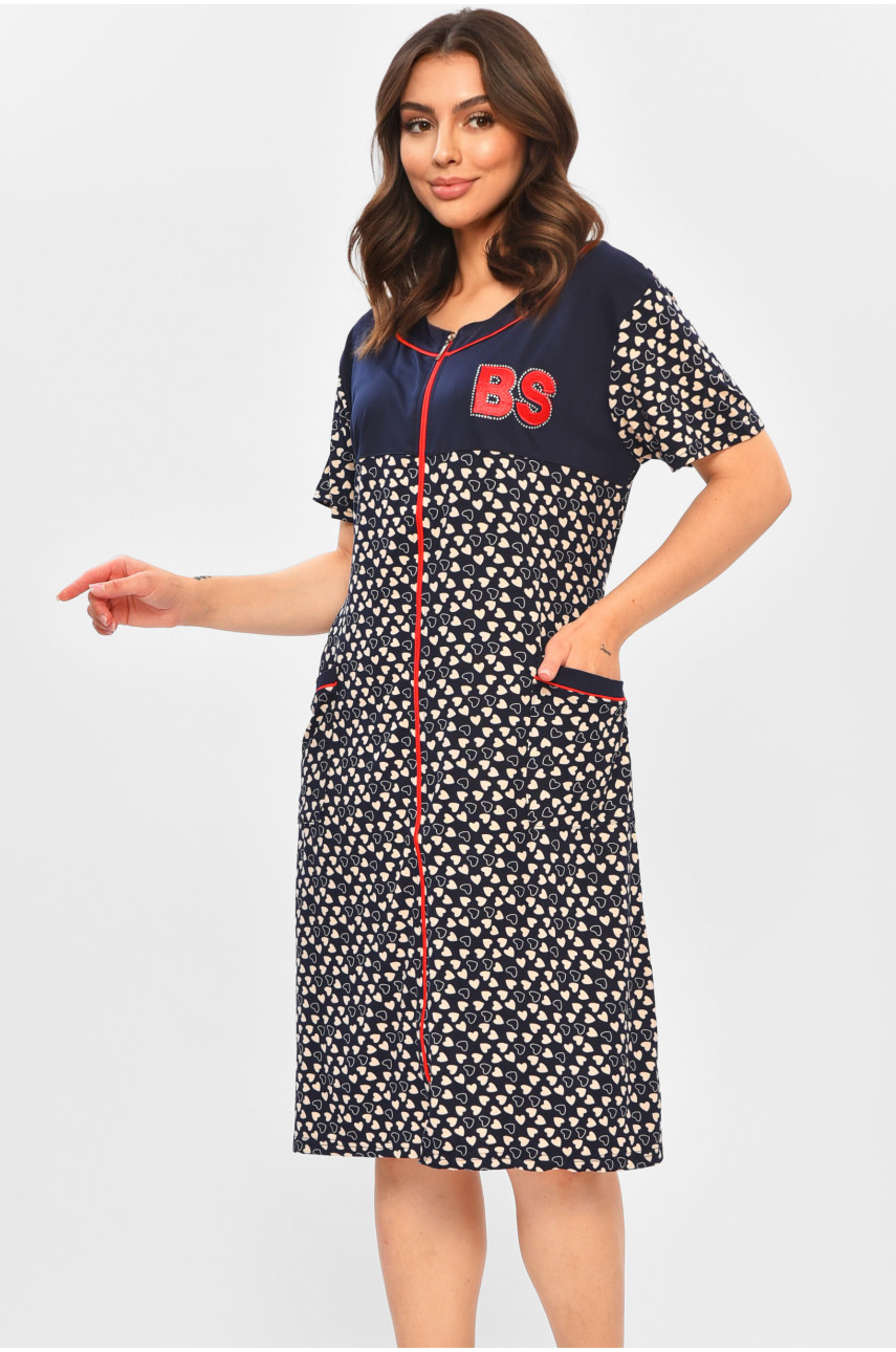 Халат женский батальный тёмно-синего цвета с принтом 1303 204603