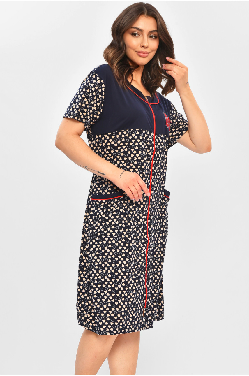 Халат женский батальный тёмно-синего цвета с принтом 1303 204603