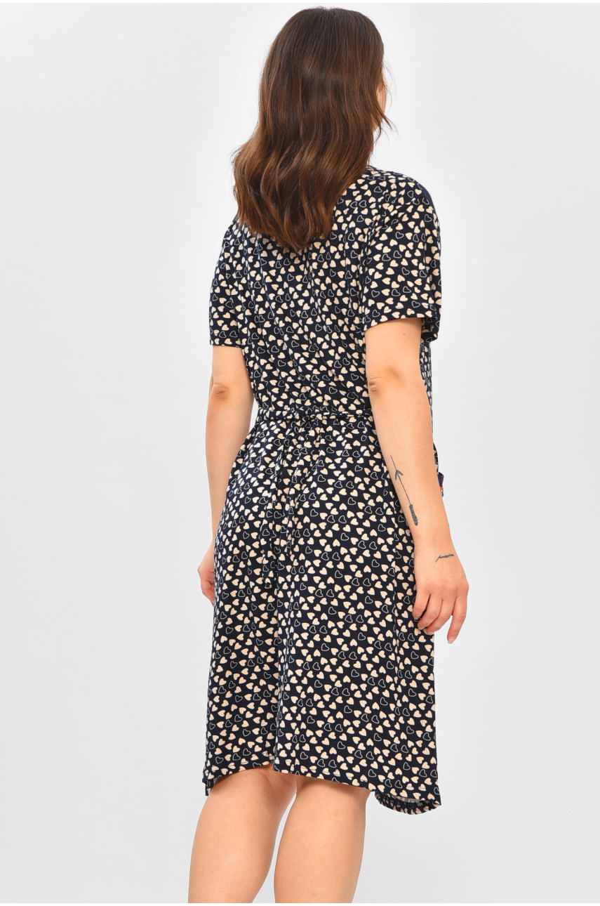 Халат женский батальный тёмно-синего цвета с принтом 1303 204603 Халат женский батальный тёмно-синего цвета с принтом 1303 204603