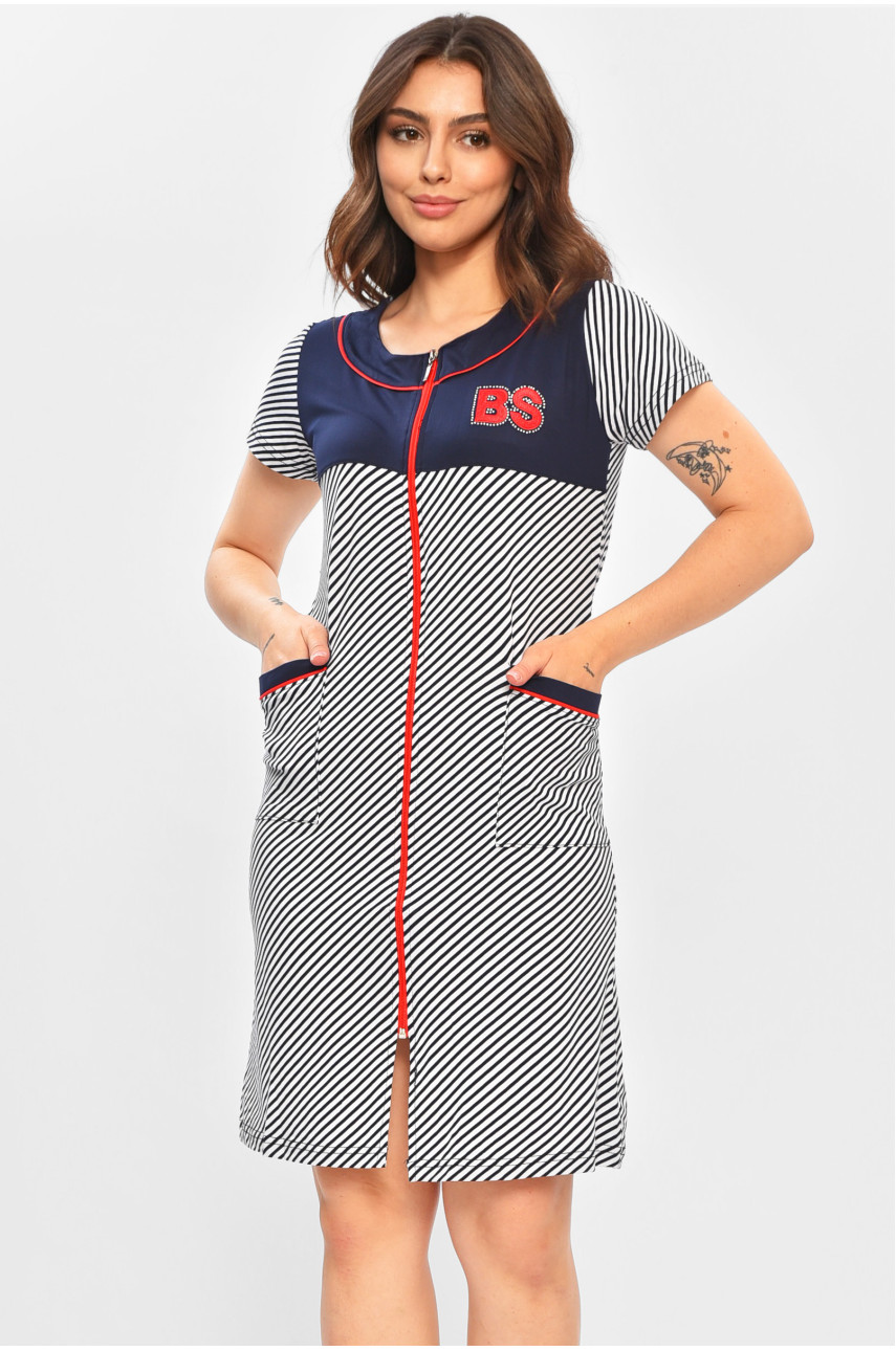 Халат женский батальный тёмно-синего цвета с принтом 9302 204604