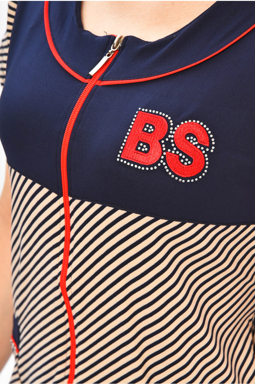 Халат женский батальный тёмно-синего цвета с принтом 9302 204605 Халат женский батальный тёмно-синего цвета с принтом 9302 204605