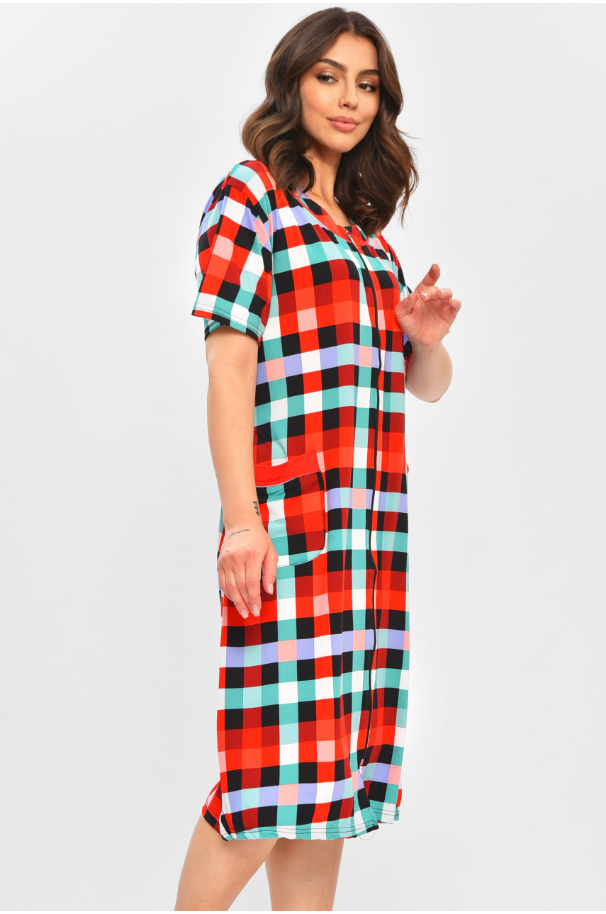 Халат женский батальный красного цвета с принтом 2317 204606