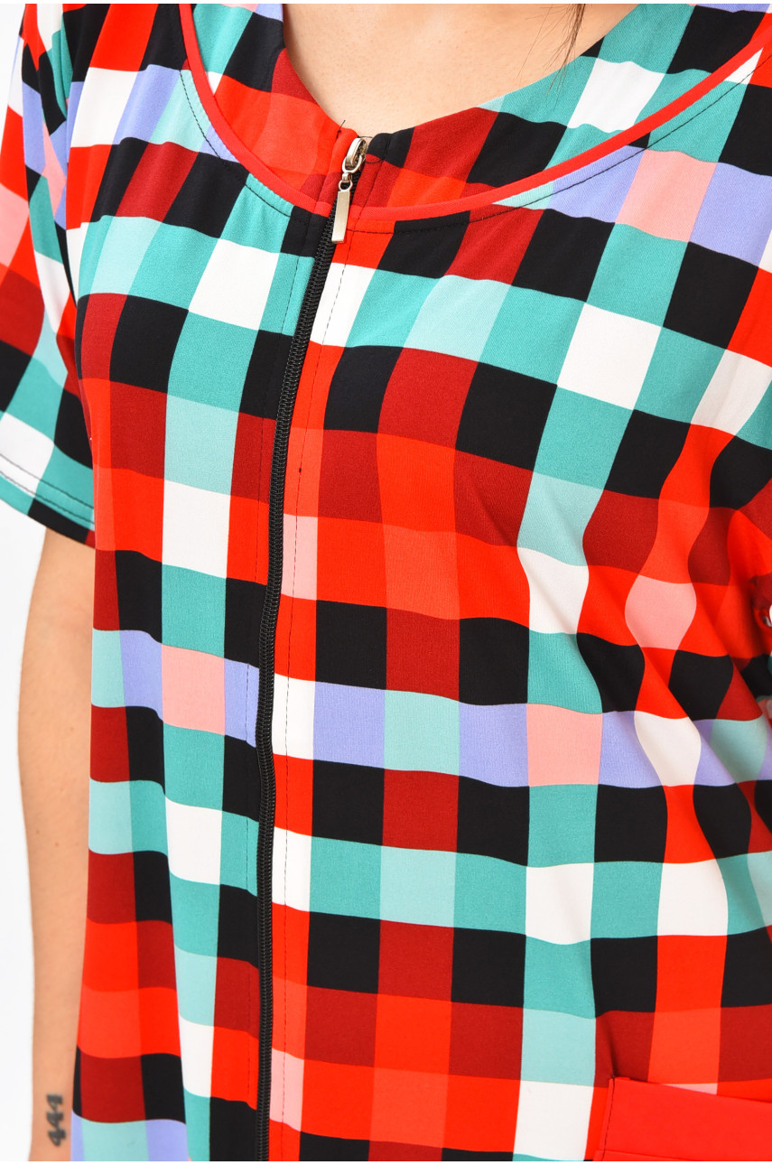 Халат женский батальный красного цвета с принтом 2317 204606