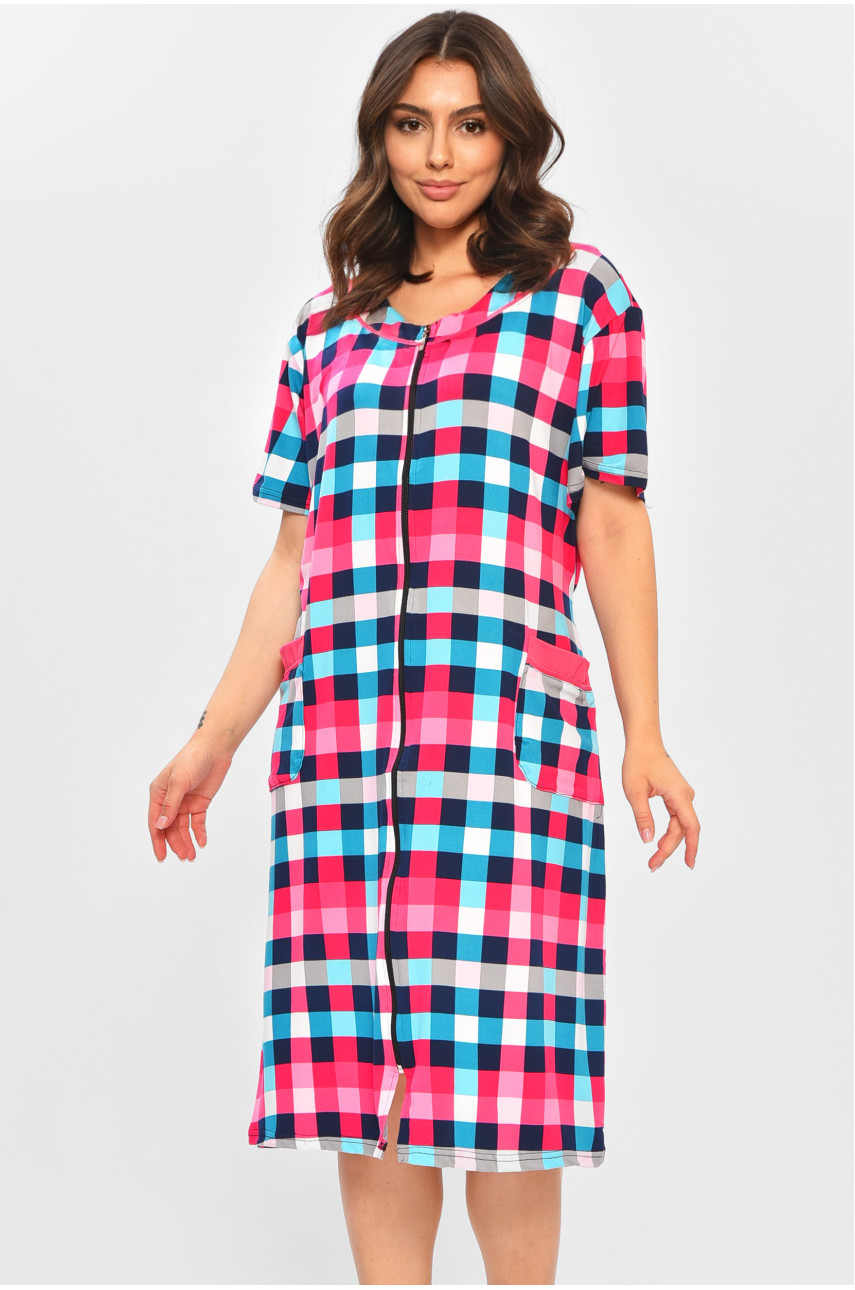 Халат женский батальный розового цвета с принтом 2317 204607