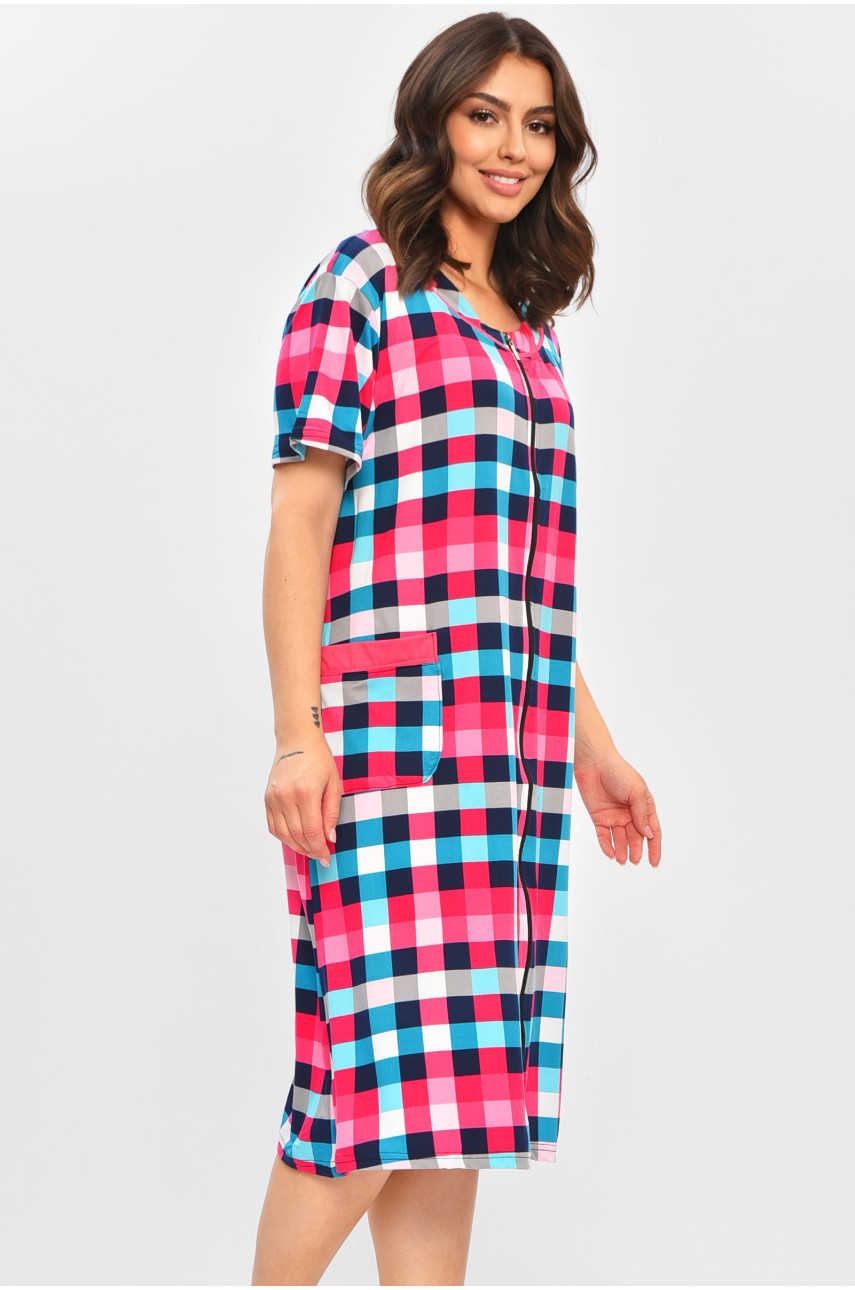 Халат женский батальный розового цвета с принтом 2317 204607