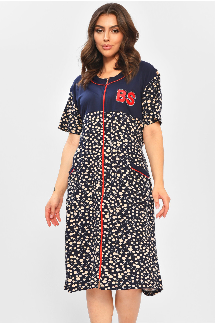 Халат женский батальный тёмно-синего цвета с принтом 2316 204608