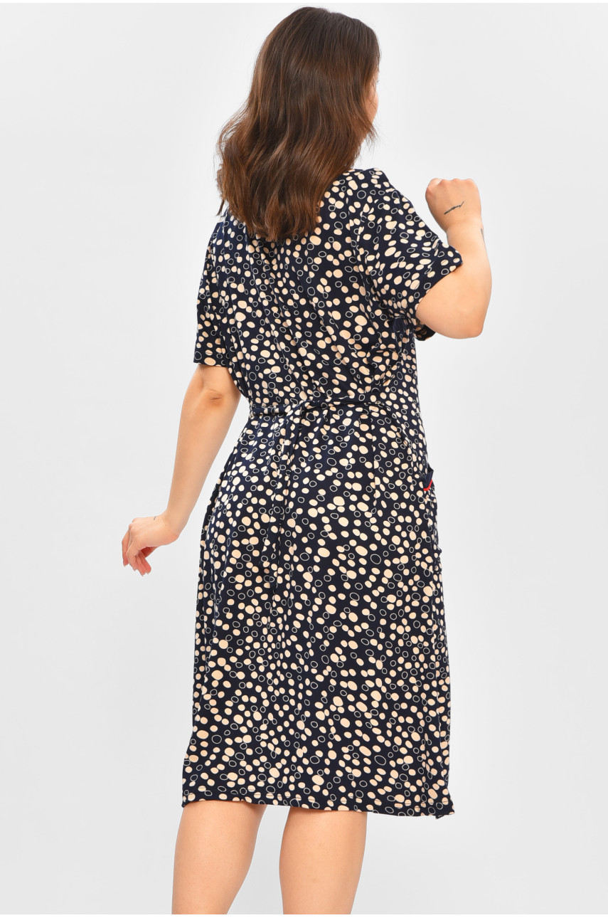 Халат женский батальный тёмно-синего цвета с принтом 2316 204608 Халат женский батальный тёмно-синего цвета с принтом 2316 204608