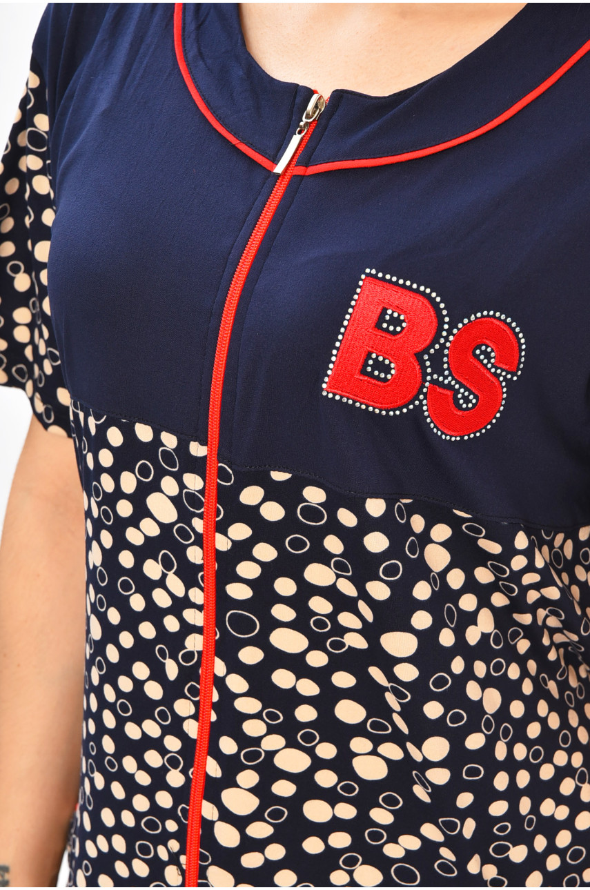 Халат женский батальный тёмно-синего цвета с принтом 2316 204608 Халат женский батальный тёмно-синего цвета с принтом 2316 204608