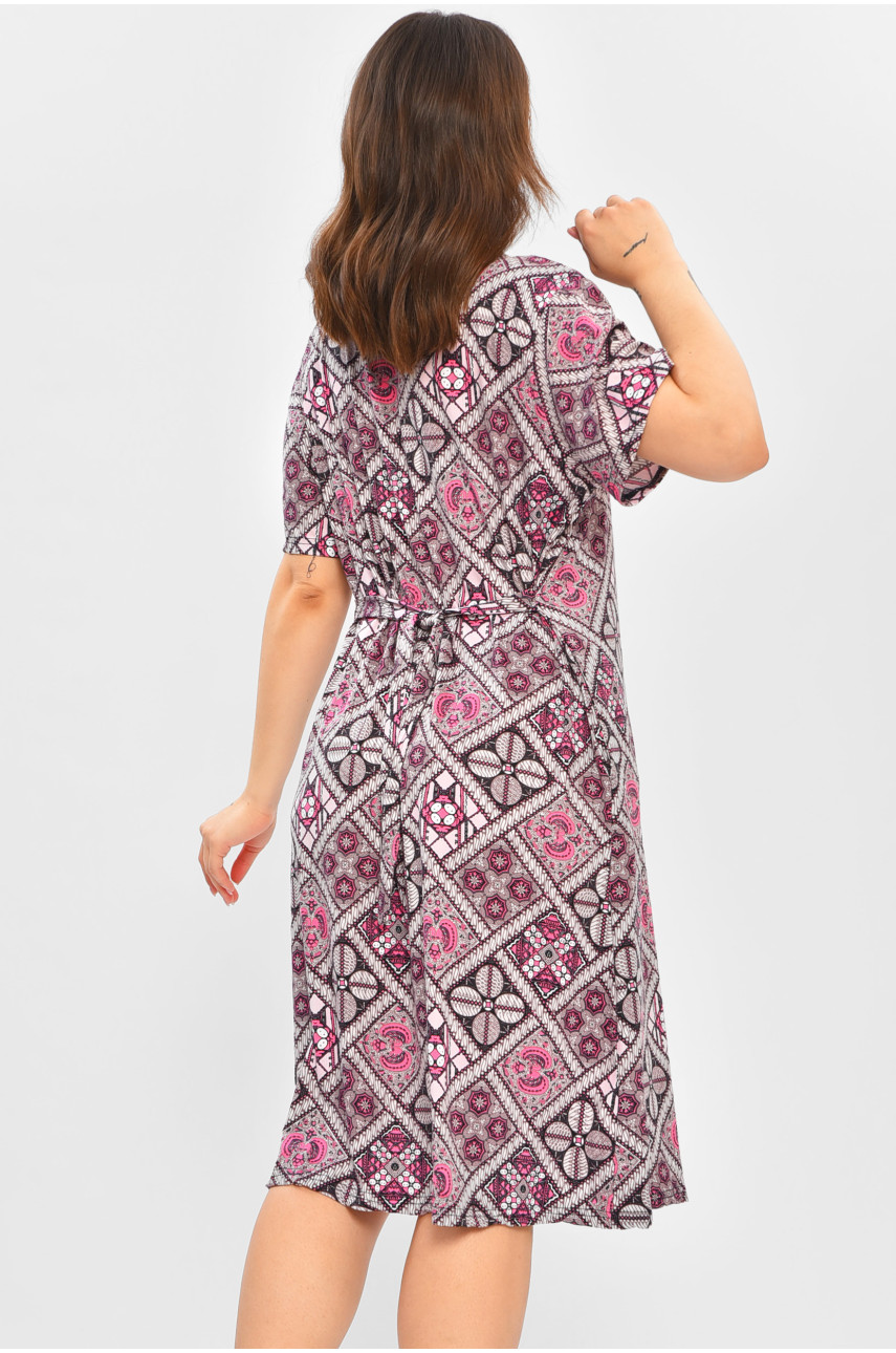 Халат женский батальный розового цвета с принтом 2305 204610 Халат женский батальный розового цвета с принтом 2305 204610